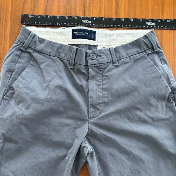 Abercrombie Men's Chino Pants Straight Stretch Trouser Casual Gray 31 x 32 - Picture 4 of 9